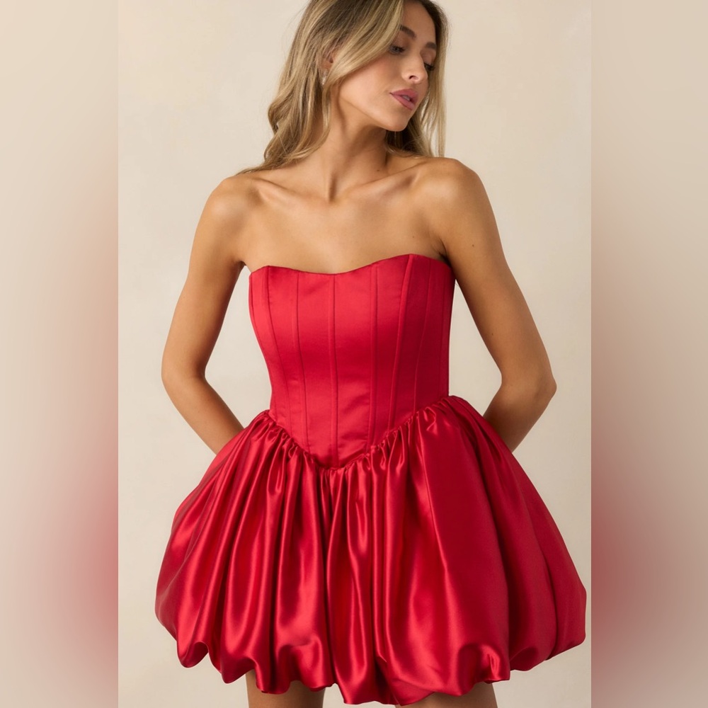 NWT LOVE LETTERS RED CORSET BUBBLE MINI DRESS